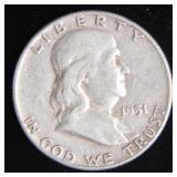 1951 Franklin Half-Dollar Silver Coin