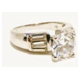 Sterling Silver CZ Engagement Ring Sz 8 5.3g