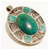 Aztec Sterling Silver Pendant Brooch 26.5g