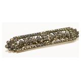 Vtg Sterling Silver Marcasite Brooch 6.1g
