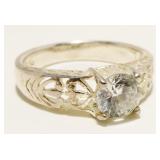 Sterling Silver CZ Engagement Ring Sz 8 3.5g