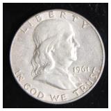 1961-D Franklin Half-Dollar Silver Coin