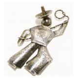 Large .900 Silver Cowboy Brooch, Signed 17.7g