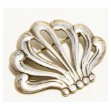 Sterling Silver Scallop Shell Brooch 4.9g