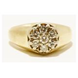 14K Y Gold & Diamond Cluster Ring Sz 10 8.2g