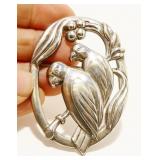 Vintage Coro Sterling Silver Parrot Brooch 23g