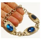 Eclectic 925 Silver Gemstone Bracelet 7.5" 21.3g