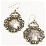 Foree Sterling Silver Monogrammed Earrings 19.1g