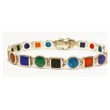 Sterling Silver Gemstone Bracelet 7.5" 20.9g**