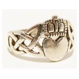 Sterling Silver Irish Claddagh Ring Sz 5 3.5g