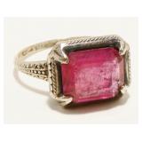 Sterling Silver Gemstone Ring Sz 7.5 3g