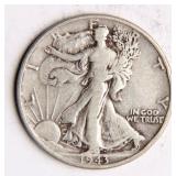 1943 Walking Liberty Half-Dollar Silver Coin