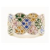 "JE" Sterling Silver Gemstone Ring Sz 9 7.9g