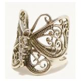 Vtg Sterling Silver CZ Butterfly Ring Sz 8 4.8g