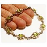 Sterling Silver Gemstone Bracelet 7" 12g