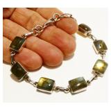 Sterling Silver Gemstone Bracelet 7-8" 9g
