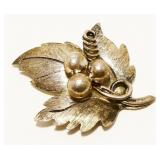Taxco 925 Silver Grape Leaf Brooch Mexico 8.7