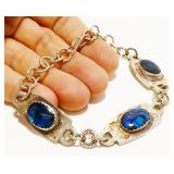 Eclectic 925 Silver Gemstone Bracelet 8" 20.1g