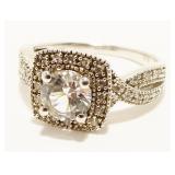 "STS" Sterling Silver Engagement Ring Sz 7 3.4g