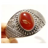LG 925 Silver Gemstone Cuff Bracelet Indon. 68g