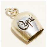 Sterling Silver Capri Cow Bell Charm 2.1g