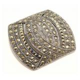 "R" Sterling Silver Marcasite Brooch 13.7g