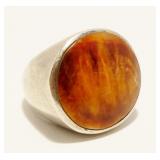 "PB" Agate & Sterling Silver Ring Sz 7 23.5g