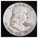 1959 Franklin Half-Dollar Silver Coin