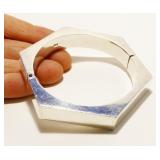 Sterling Silver Hexagon Bangle Bracelet 49.1g