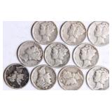Ten Mercury Silver Dimes