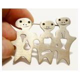 Sterling Silver Three Ghost Brooch 9.9g