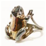 "RF" Sterling Silver Frog Ring Sz 8 6.2g