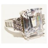 "LS" 925 Silver Gemstone Engagement Ring Sz 7 7.5g