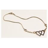 Italian Sterling Silver Heart Anklet 9" 2.3g