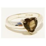 Sterling Silver Heart Gemstone Ring Sz 7 2.7g