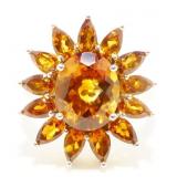 Sterling Silver Gemstone Flower Ring Sz 10 6.2g