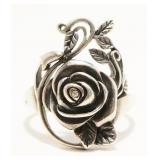 Vintage Sterling Silver Rose Ring Sz 11 7g