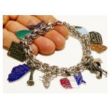 Sterling Silver Charm Bracelet 7" 43.1g