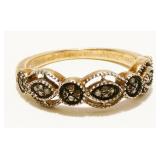 Rose Gold/Sterling Silver Marcasite Ring Sz 6 2.2g