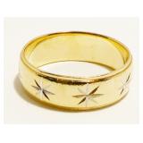 14K Y Gold Starburst Wedding Band Sz 10 6.3g