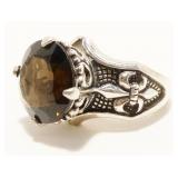 Intricate Sterling Silver Gemstone Ring Sz 7 8.9g