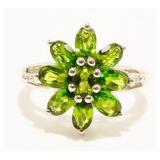 "STS" 925 Silver Gemstone Flower Ring Sz 7 3.7g