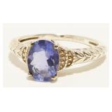 "STS" Sterling Silver Gemstone Ring Sz 8 2.7g