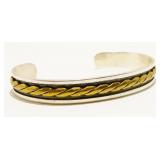 Large Mexican 2-Tone 925 Silver Cuff Bracelet 21g