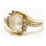 925 Silver/10K Y Gold Gemstone Ring Sz 6.75 2.8g