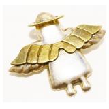 2-Tone 925 Silver Mexican Angel Brooch 15.1g