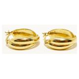 Gold over Sterling Silver Hoop Earrings 4.4g