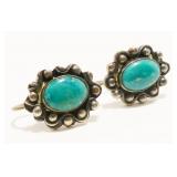 Old Pawn Turquoise Sterling Silver Earrings 6.8g