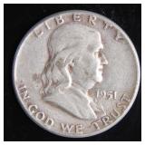 1951 Franklin Half-Dollar Silver Coin