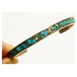 Turquoise & 925 Silver Cuff Bracelet (Small) 10.2g